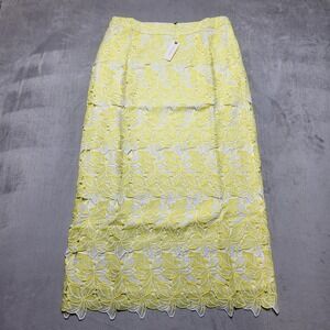 Anthropologie Sunday in Brooklyn Overlay Maxi Floral Skirt Yellow White Size: L